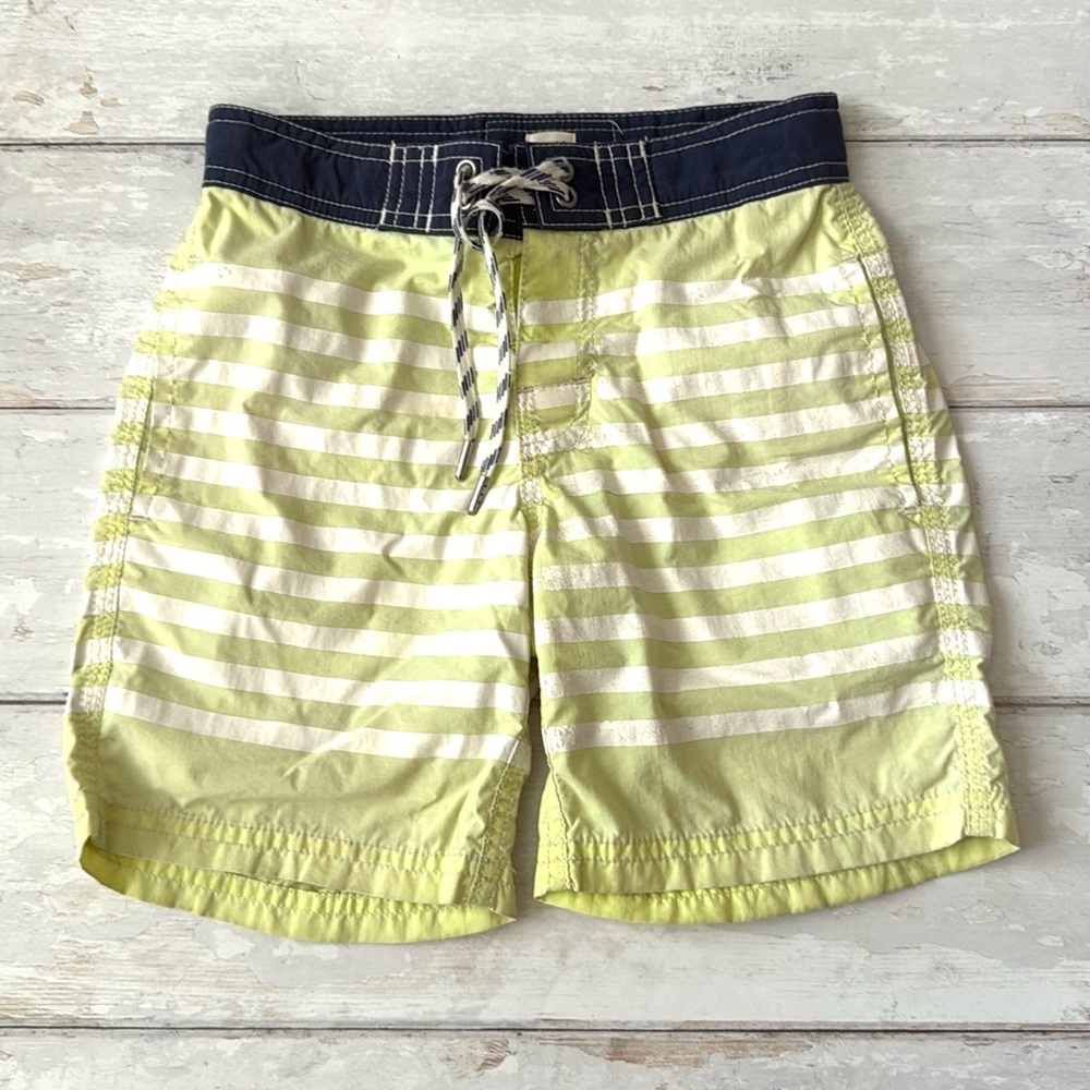 Crewcuts 4T Boys Swim Trunks Swimsuit Yellow Stripes Blue Size 4